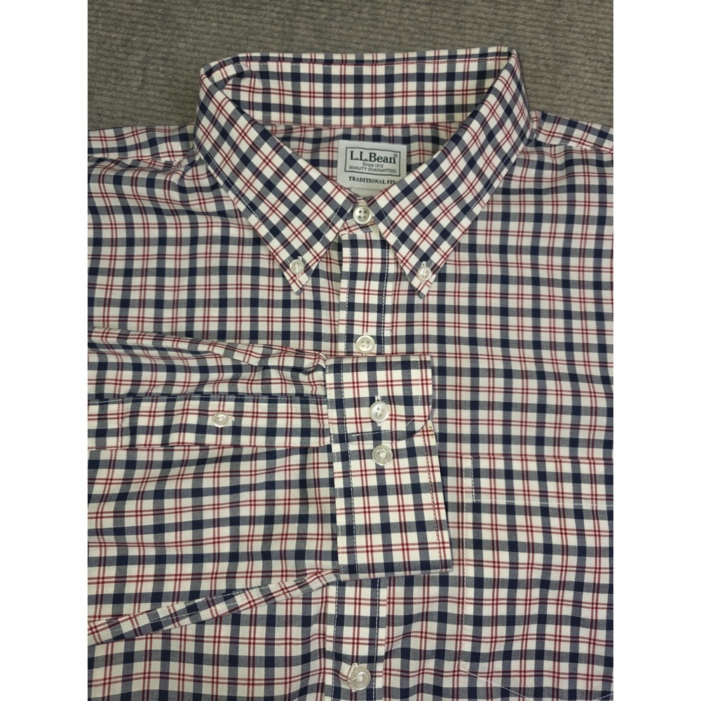 L.L.Bean Mens XL Traditional Fit Classic Plaid Long Sleeve Button-Down Cotton